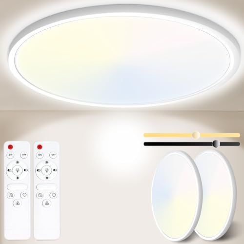 Yexati LED Bathroom Ceiling Light – 24W Dimmable Flush Mount, 2 Pack