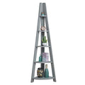Riva 5 Tier Corner Ladder Bookcase | Wooden Shelving Unit by