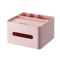 HornTide 5-in-1 Tissue Box & Desk Organizer Caddy with Tray - Pink