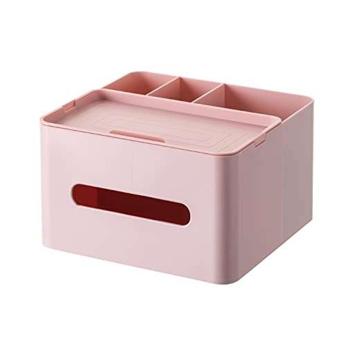 HornTide 5-in-1 Tissue Box & Desk Organizer Caddy with Tray - Pink