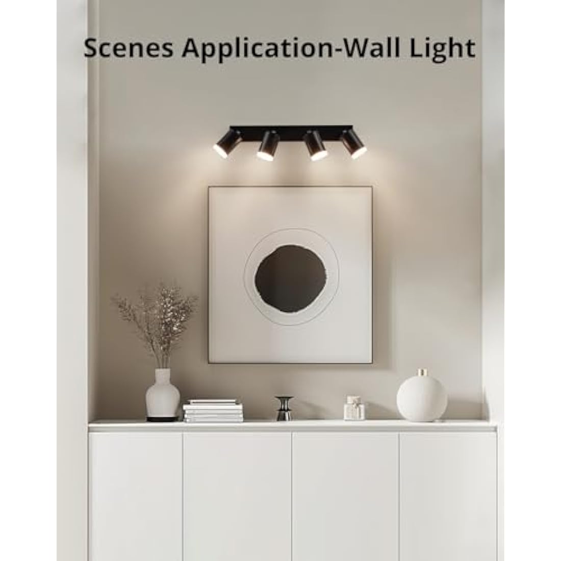 Gr4tec 4-Way Black Ceiling Spotlight Bar | Rotatable GU10 Modern Light