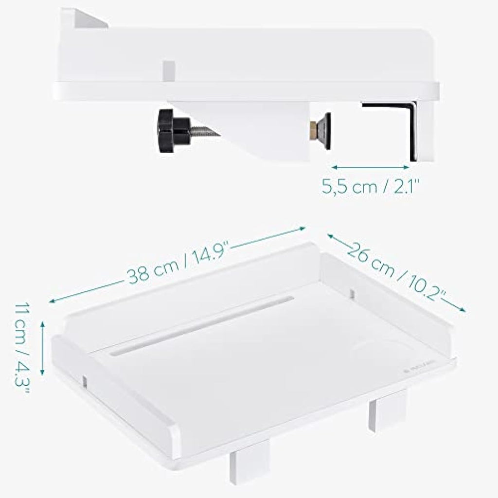 Navaris Clip-on Bedside Shelf – Bamboo Hanging Tray for Bunk Beds, White