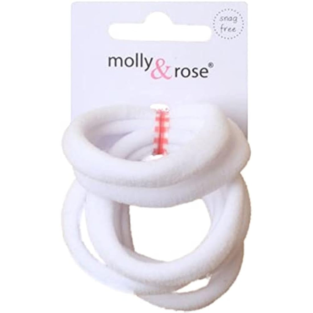 Jolof Store Large White Soft Jersey Hair Elastics - Set of 6 Bobbles