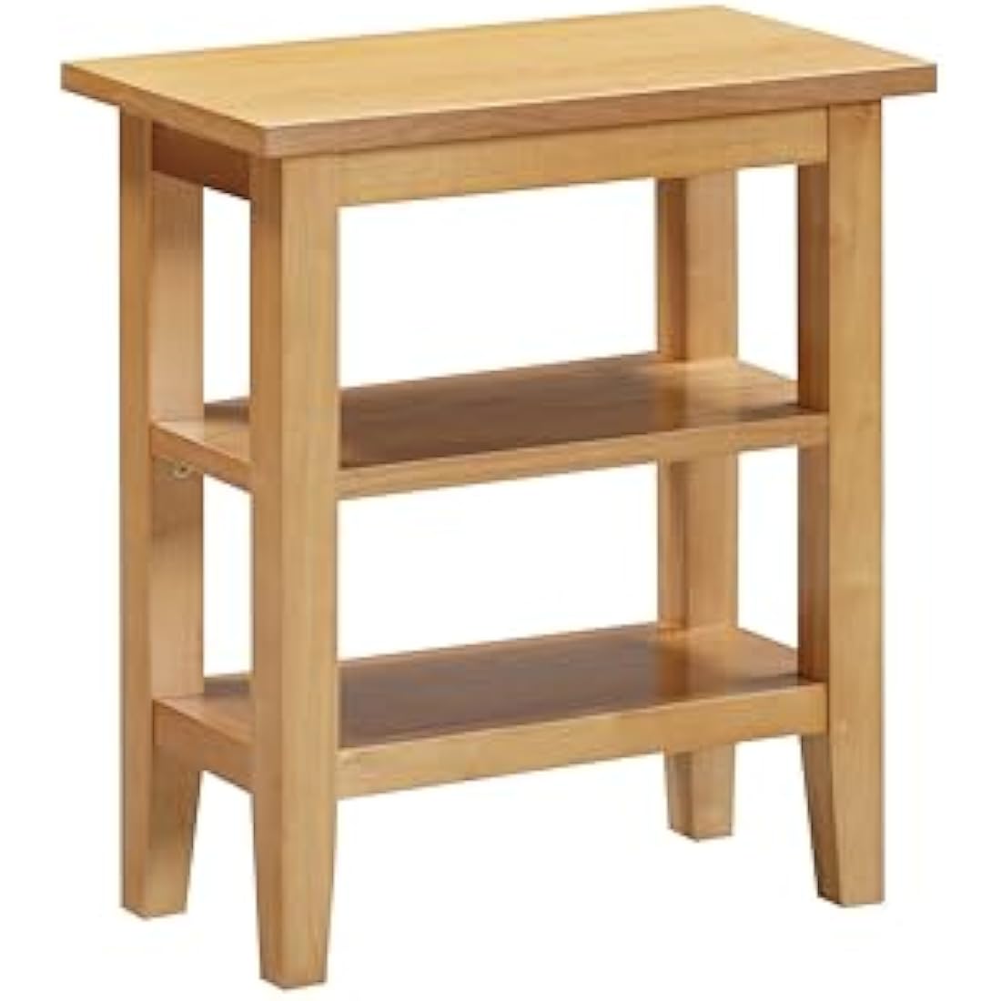 Hallowood Aston Oak Side Table – Slim Wooden Bedside Table with Shelves