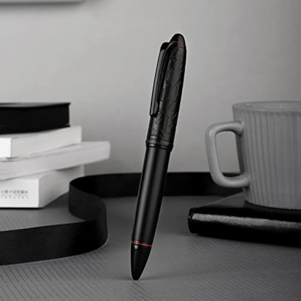Hongdian N6 Piston Fountain Pen - Black Resin with Long Blade Nib