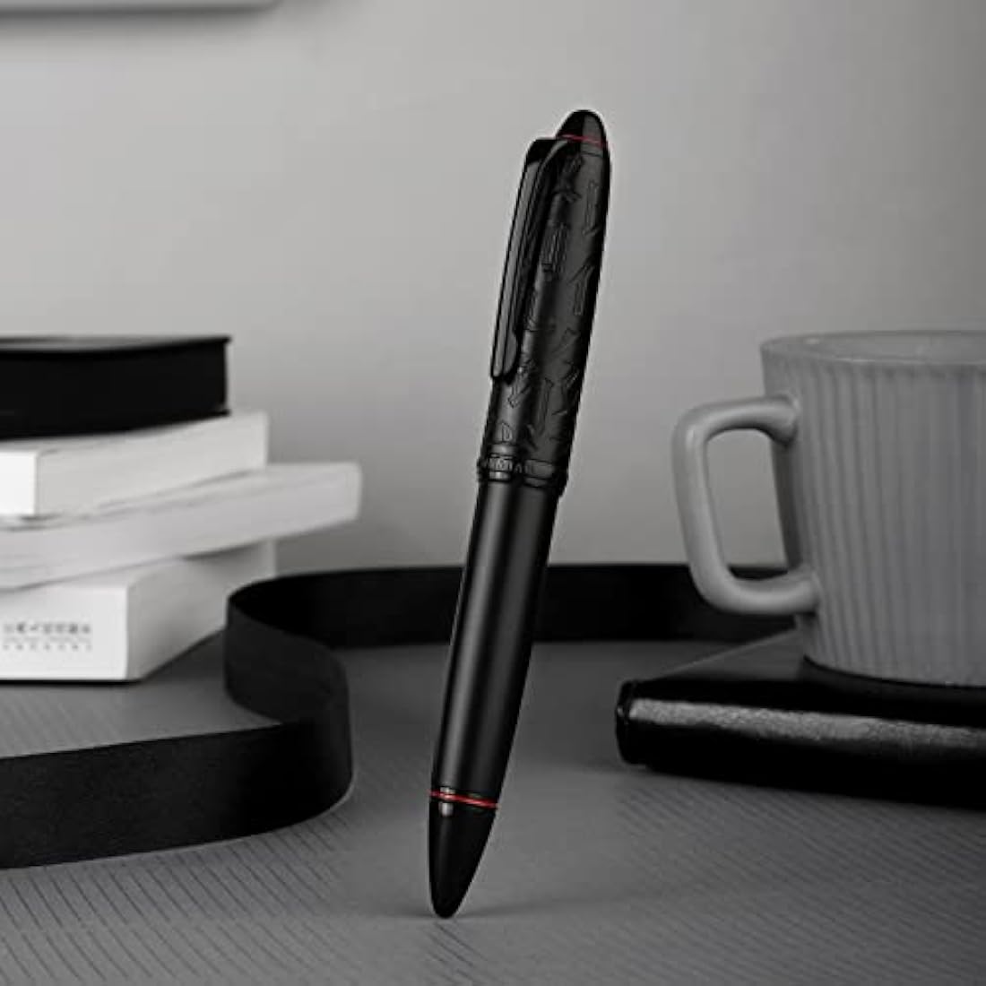 Hongdian N6 Piston Fountain Pen - Black Resin with Long Blade Nib