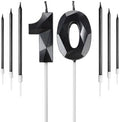 Jolof Store Black & Gold Number 10 Birthday Candles Set for Cake Toppers
