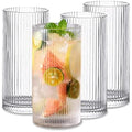 Ribbed Glassware Set – 370ml Origami Style Drinking Glasses