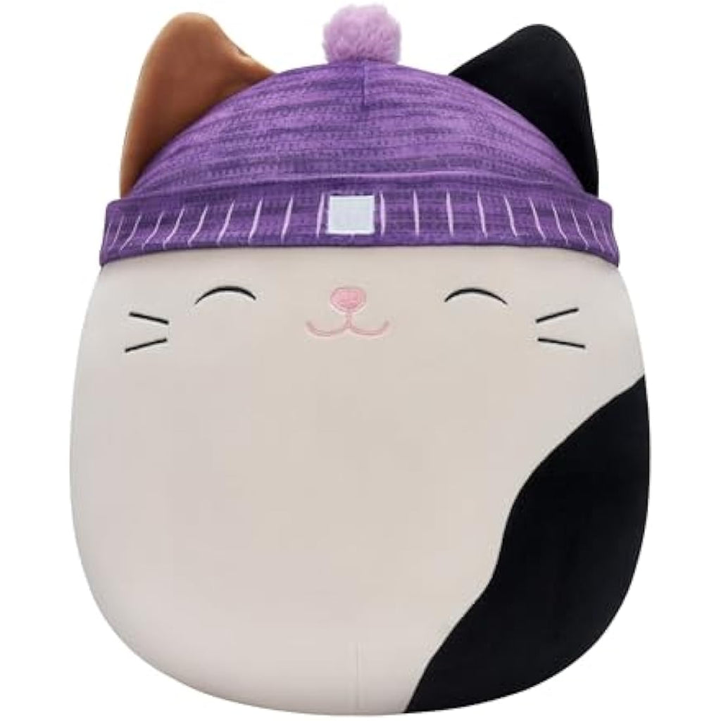 Squishmallows Cam the Cat Plush – 16-Inch Large Calico with Purple Beanie