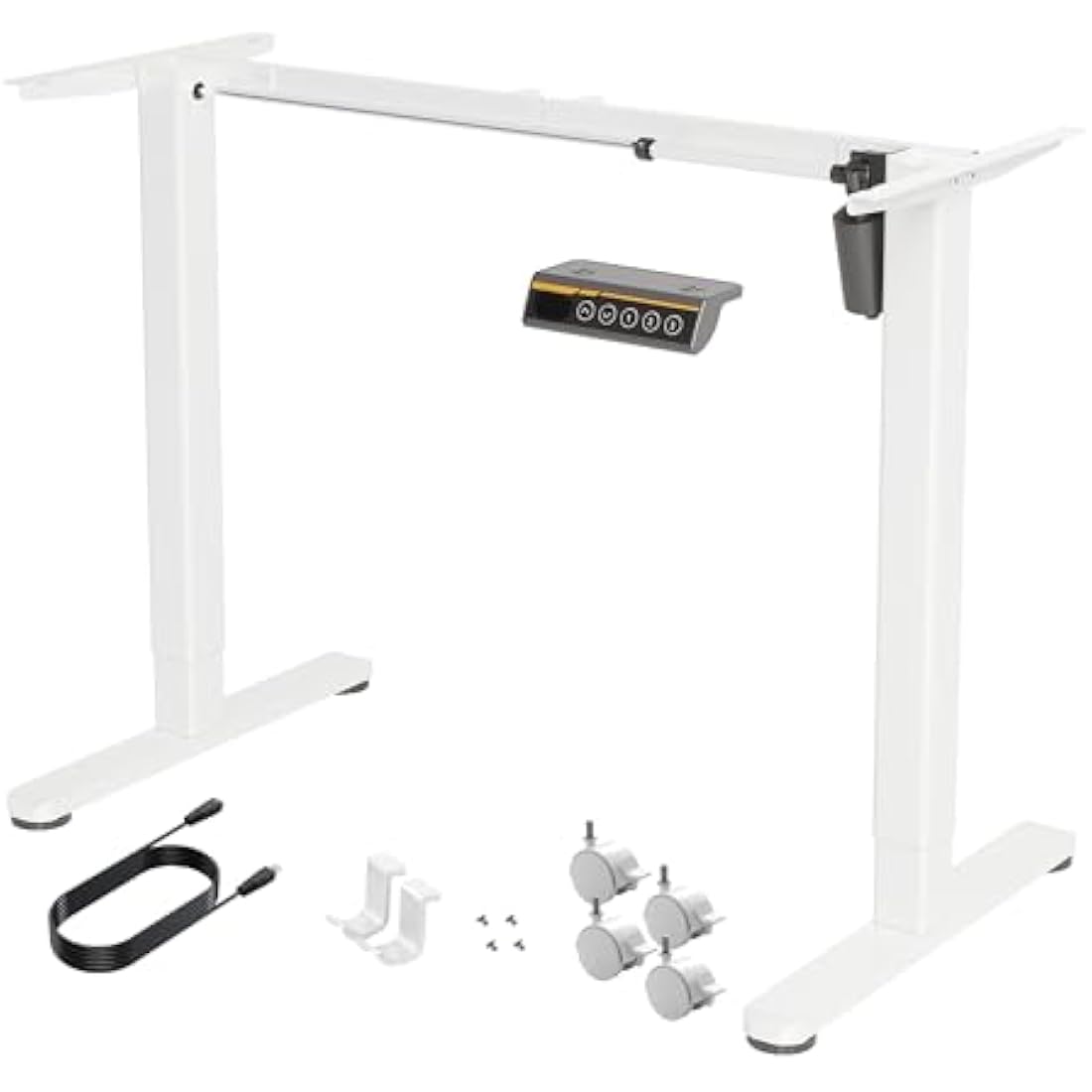 Claiks Electric Standing Desk Frame | Height Adjustable Steel Legs, White