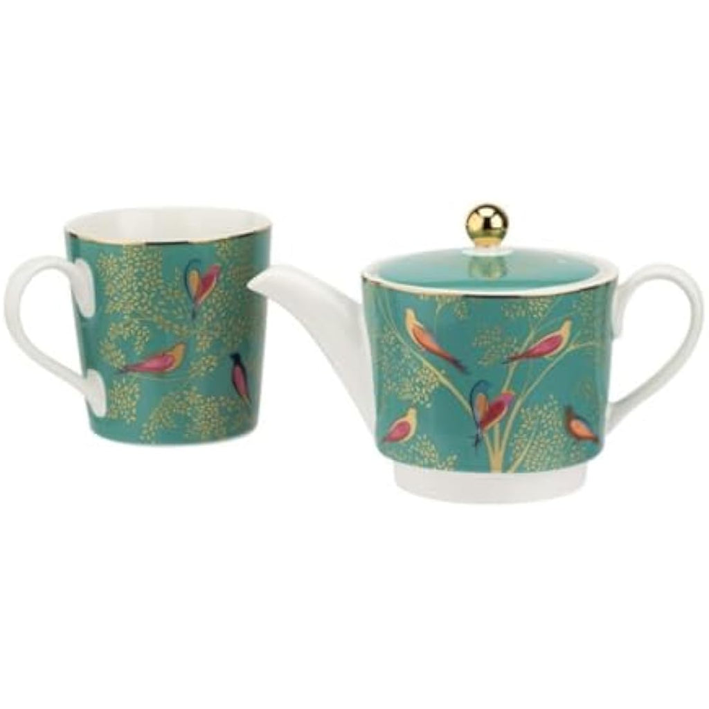 Sara Miller Chelsea Tea for One - Green Fine China with 22ct Gold