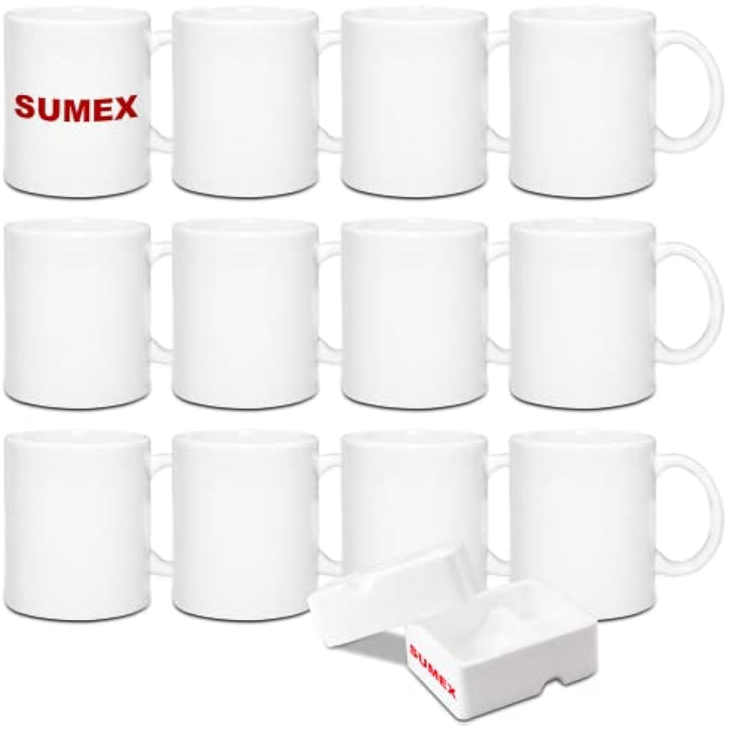 Sumex 11oz Sublimation Blanks White Ceramic Mugs - Set of 12