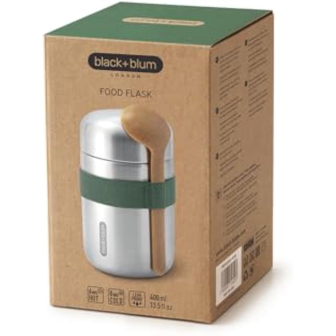 Black + Blum Insulated Food Flask – 400ml Stainless Steel – Olive