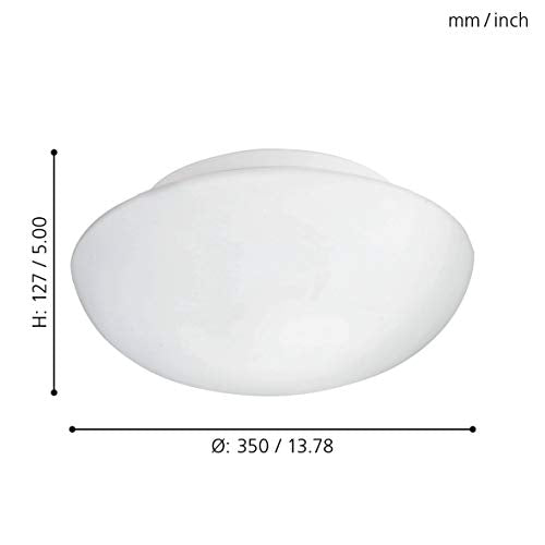 EGLO Ella Modern Metal Ceiling Light – White Opal Glass E27 Lamp