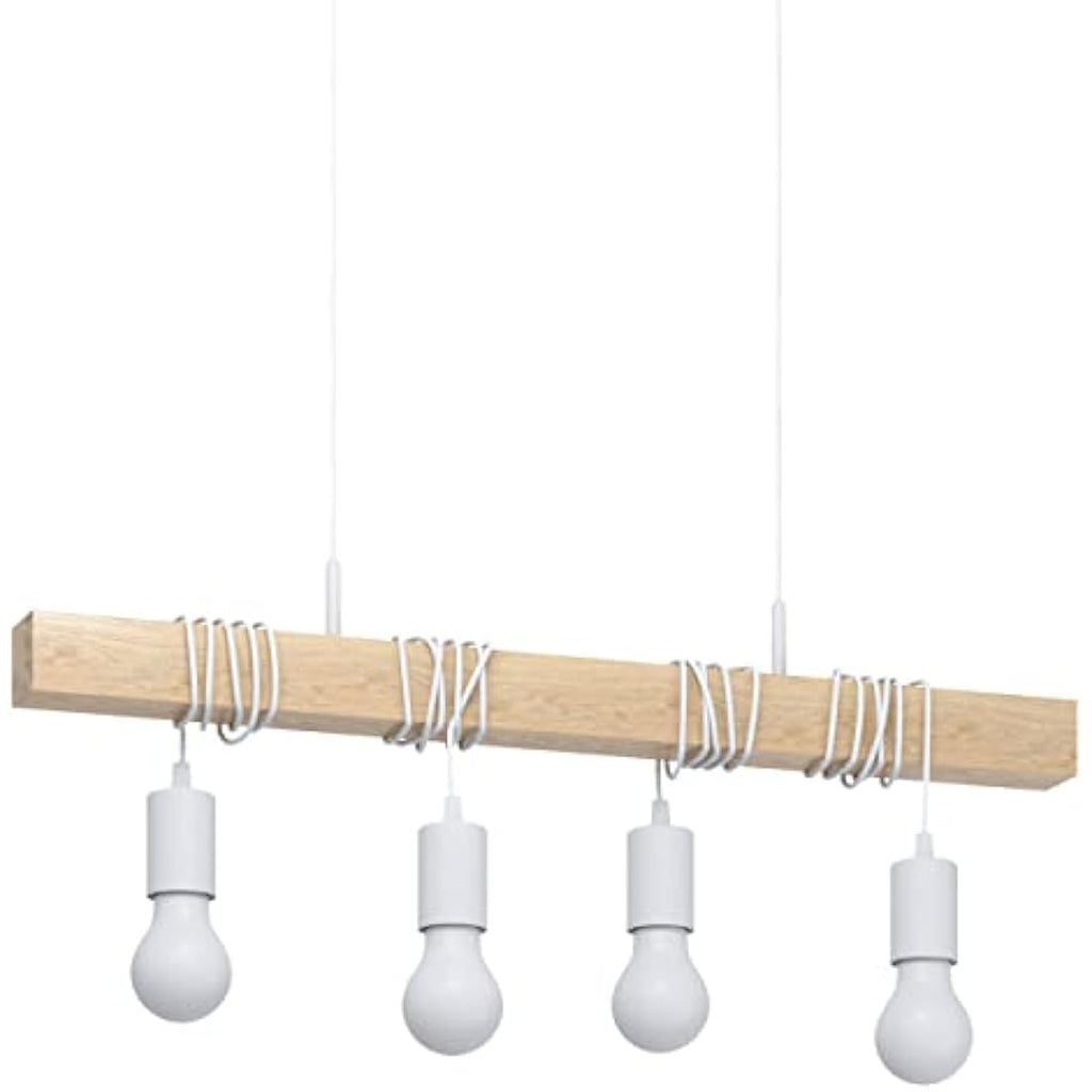 Eglo Townshend 4-Light Vintage Pendant Lamp – Industrial Wood & Steel