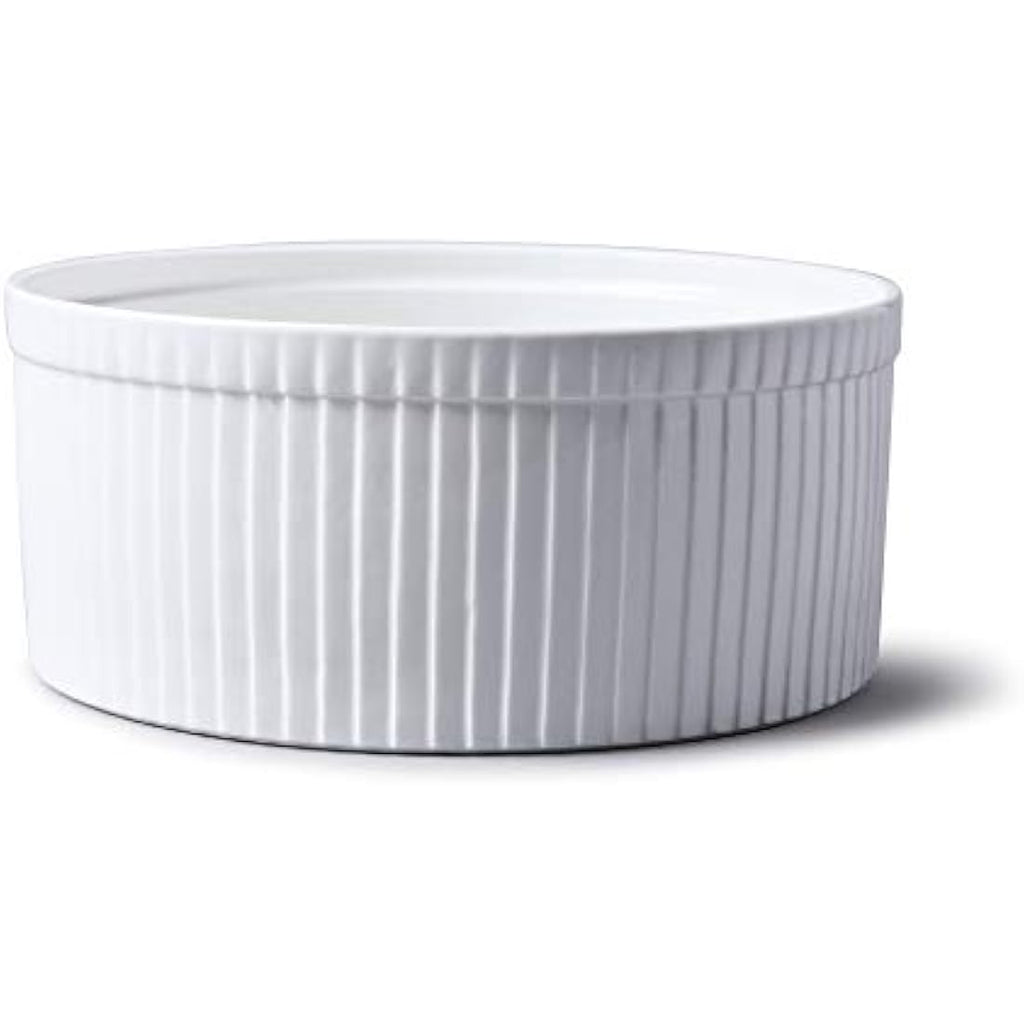 WM Bartleet & Sons Porcelain Soufflé Dish – 22cm White Ceramic Bowl