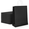 OWill Black Kraft Paper Gift Bags with Handles - 30 Pcs (16x8x22 cm)