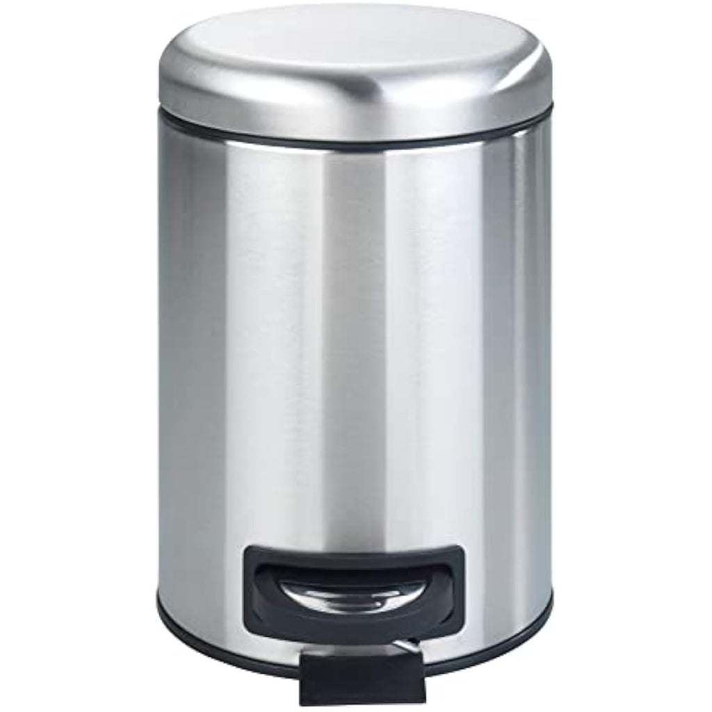 WENKO Leman Cosmetic Pedal Bin – 3L Matt Stainless Steel Waste Bin