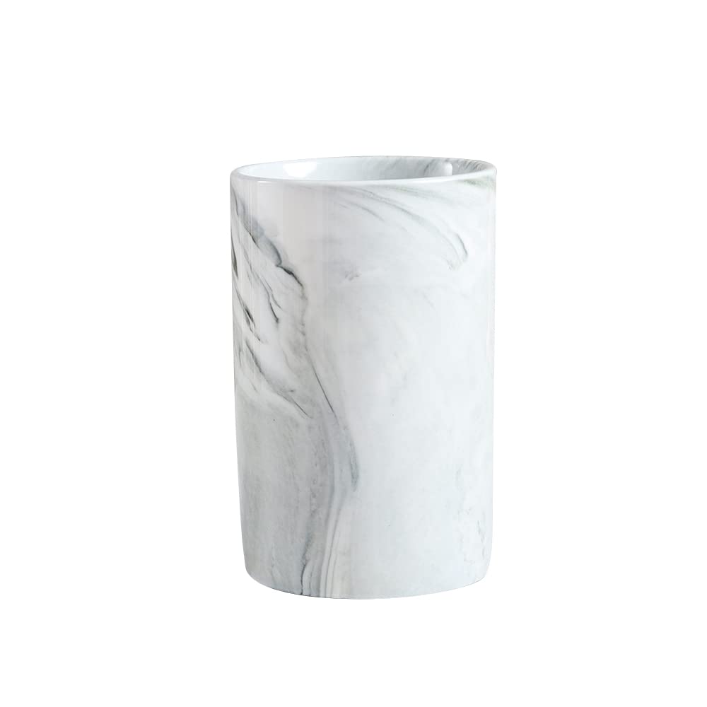 Jolof Store Ceramic Toothbrush Holder | Marble Pattern Bathroom Cup - Grey