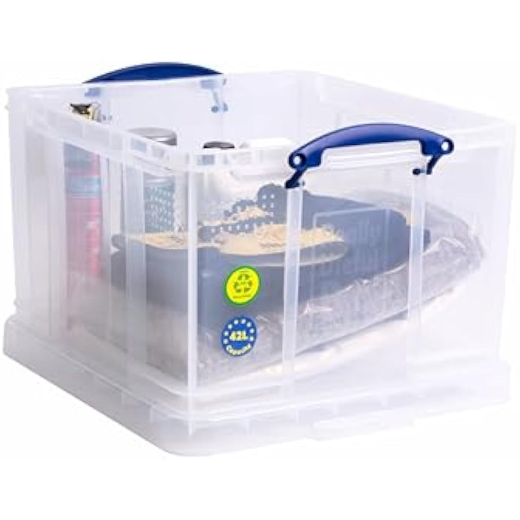 Jolof Store 42 Litre Clear Plastic Storage Box – Stackable File Bin