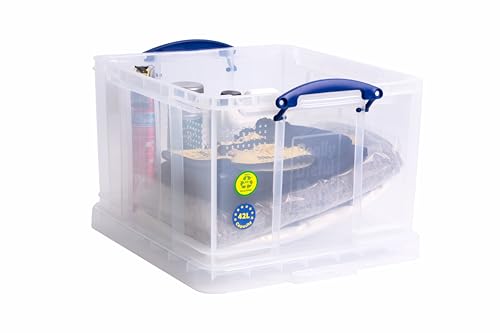 Really Useful Box 42 Litre Clear Plastic Storage Bins | Pack of 2