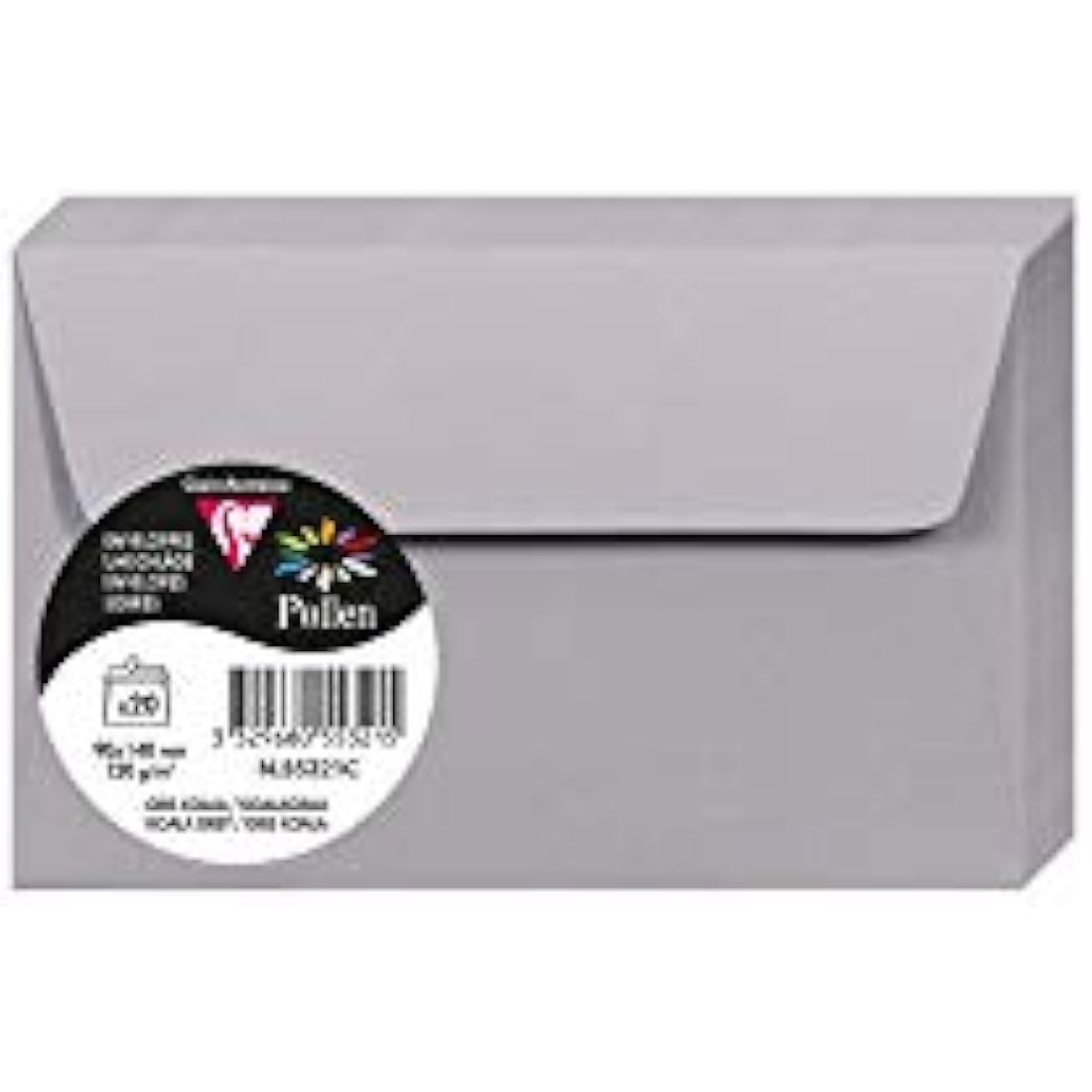 Clairefontaine Pollen Adhesive Envelopes – Koala Grey 90x140mm (20 Pack)