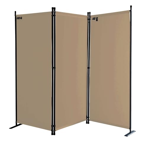 QUICK STAR 3-Part Room Divider – 170x165cm Foldable Privacy Screen, Beige