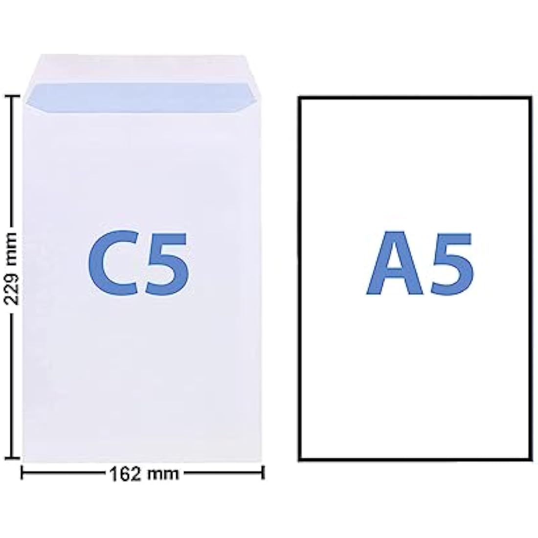C5 A5 Self-Seal Envelopes | 90 GSM White Pocket | 100 Pack