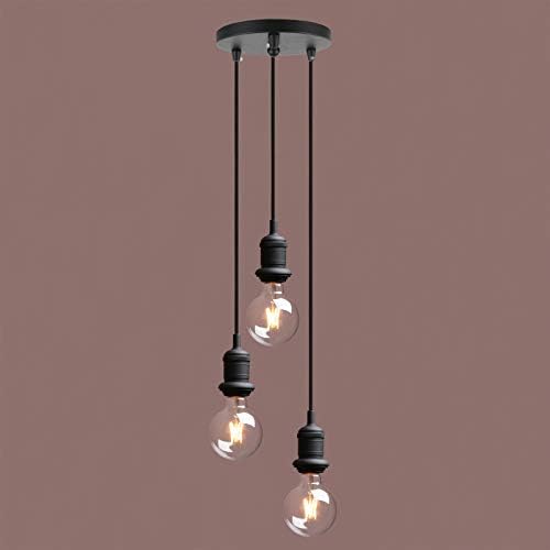 Jolof Store Industrial 3-Light Cluster Pendant - Vintage Black Ceiling Light