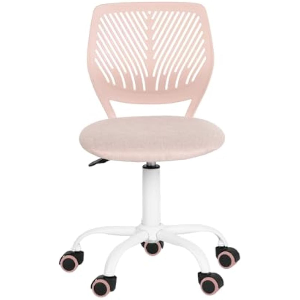 Homy Casa Ergonomic Swivel Desk Chair – Linen Fabric Task Chair, Pink