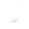 Caspari Monogrammed Paper Linen Guest Towels - Initial A, White, 24-Pack