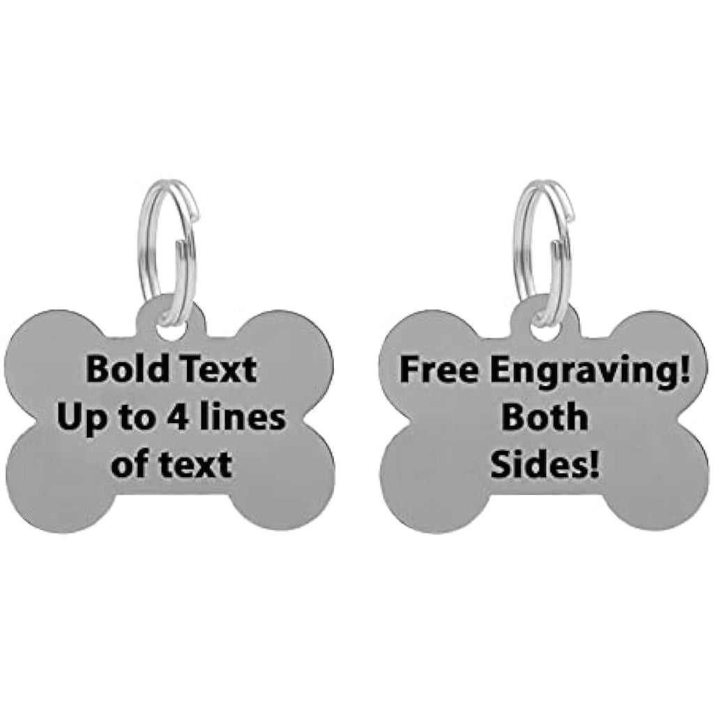 Personalized Engraved Dog Bone ID Tag - 38mm Silver Nickel