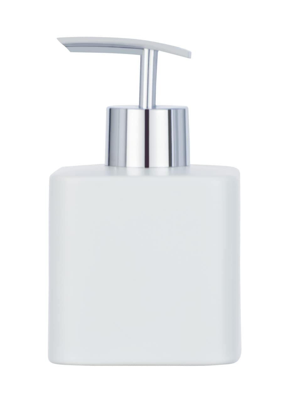 WENKO Hexa Ceramic Soap Dispenser | 290ml Refillable Pump, Matte White