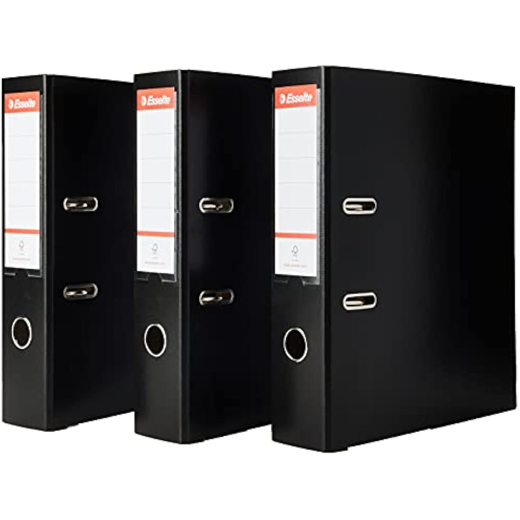 Esselte A4 Lever Arch File | 3-Pack Durable Plastic Ring Binder - Black
