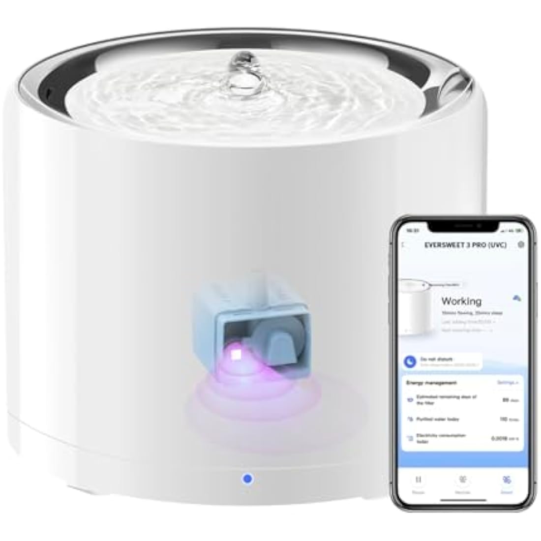 PETKIT Smart Cat Water Fountain – 1.8L Stainless Steel with App Control
