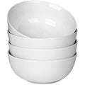 WishDeco White Ceramic Cereal Bowls – 600ml Soup & Salad Set of 4