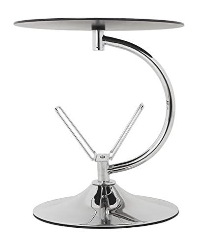 mahara Black Glass Decorative End Table Side Table Coffee Table, Round, 45cm x 45cm, for Living Rooms, Lounges, Study, etc - image 4