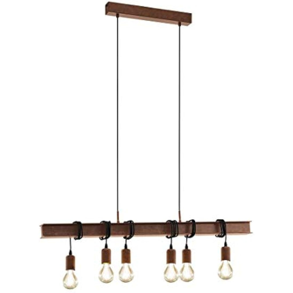 Eglo Townshend 6-Light Industrial Pendant Lamp | Antique Brown Steel