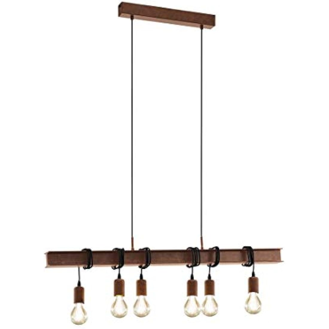 Eglo Townshend 6-Light Industrial Pendant Lamp | Antique Brown Steel