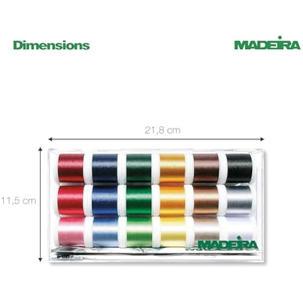 Madeira Polyneon Embroidery Thread Box – 18 Colours x 400m Spools