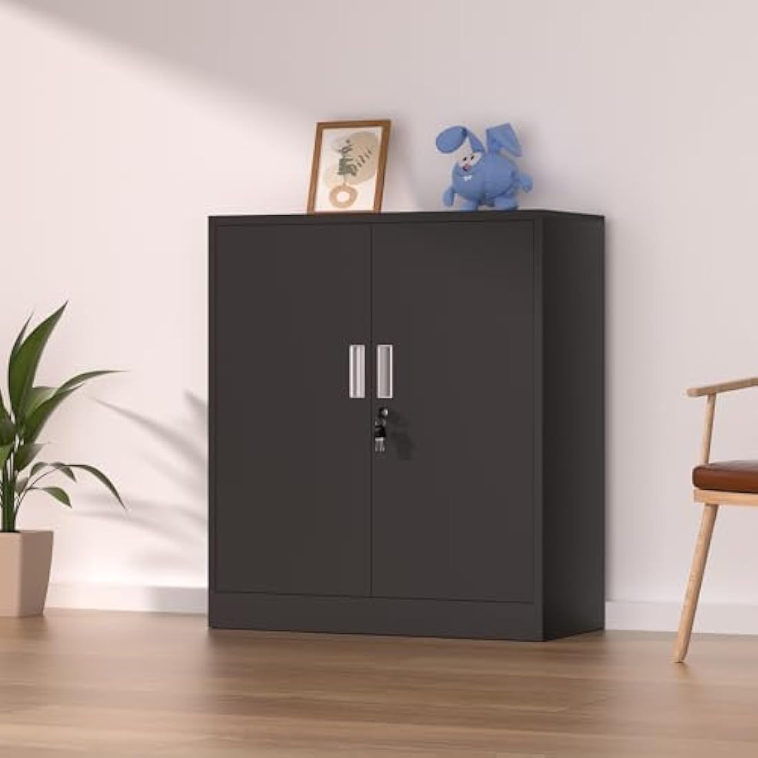 Metal Storage Cabinet | Lockable Cupboard with 2 Shelves