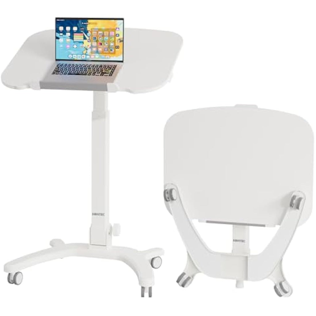 BONTEC Height Adjustable Standing Desk – Foldable Rolling Workstation