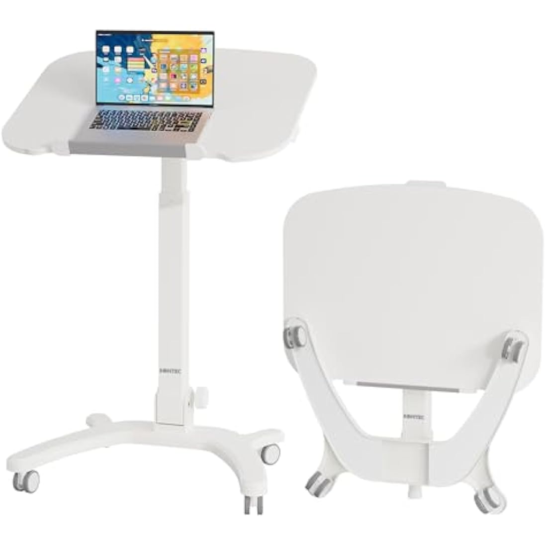 BONTEC Height Adjustable Standing Desk – Foldable Rolling Workstation