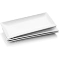 WishDeco Ceramic Serving Platters - Set of 3 White Rectangular Trays