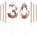 Rose Gold 30th Birthday Candles – Number 30 Cake Topper Set