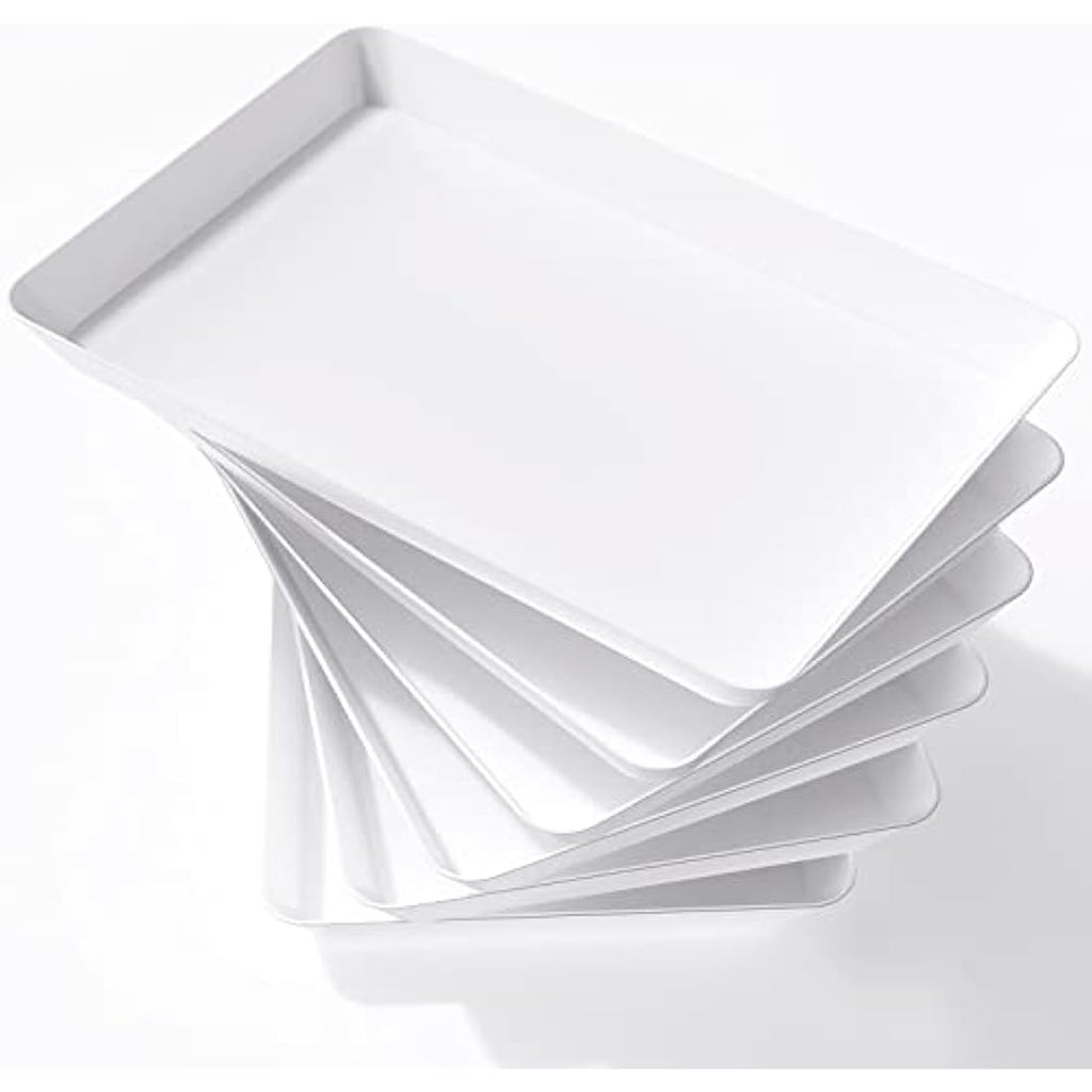 Lifewit White Plastic Serving Trays - 6 Pack Reusable Party Food Platters