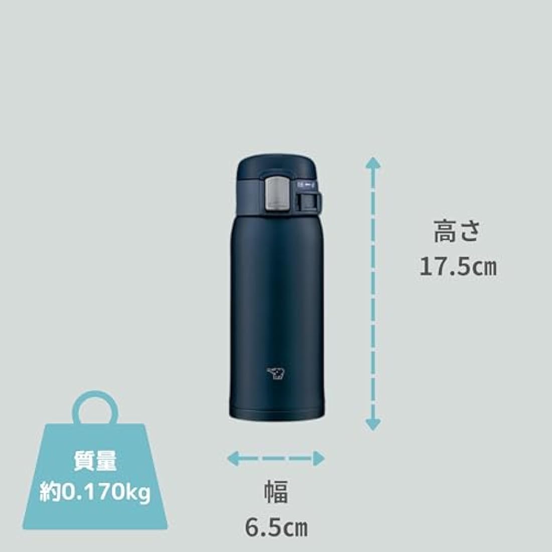 Zojirushi SM-SF36-AD Stainless Steel Mug – 12.2 fl oz One-Touch Navy