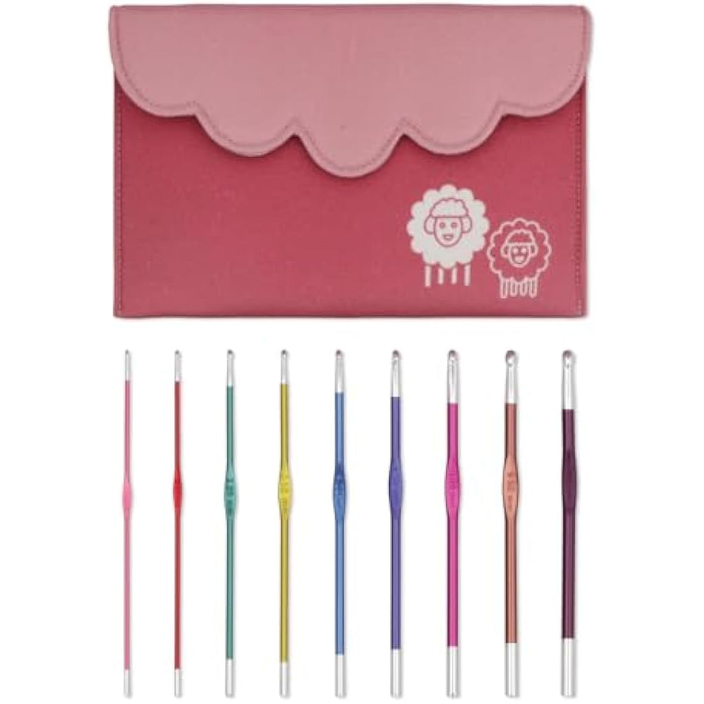 KnitPro Zing Deluxe Crochet Hook Set | 9 Sizes (2-6mm) Lightweight Aluminum