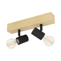 Eglo Townshend 3 Industrial 2-Flame Ceiling Light – Wood & Steel