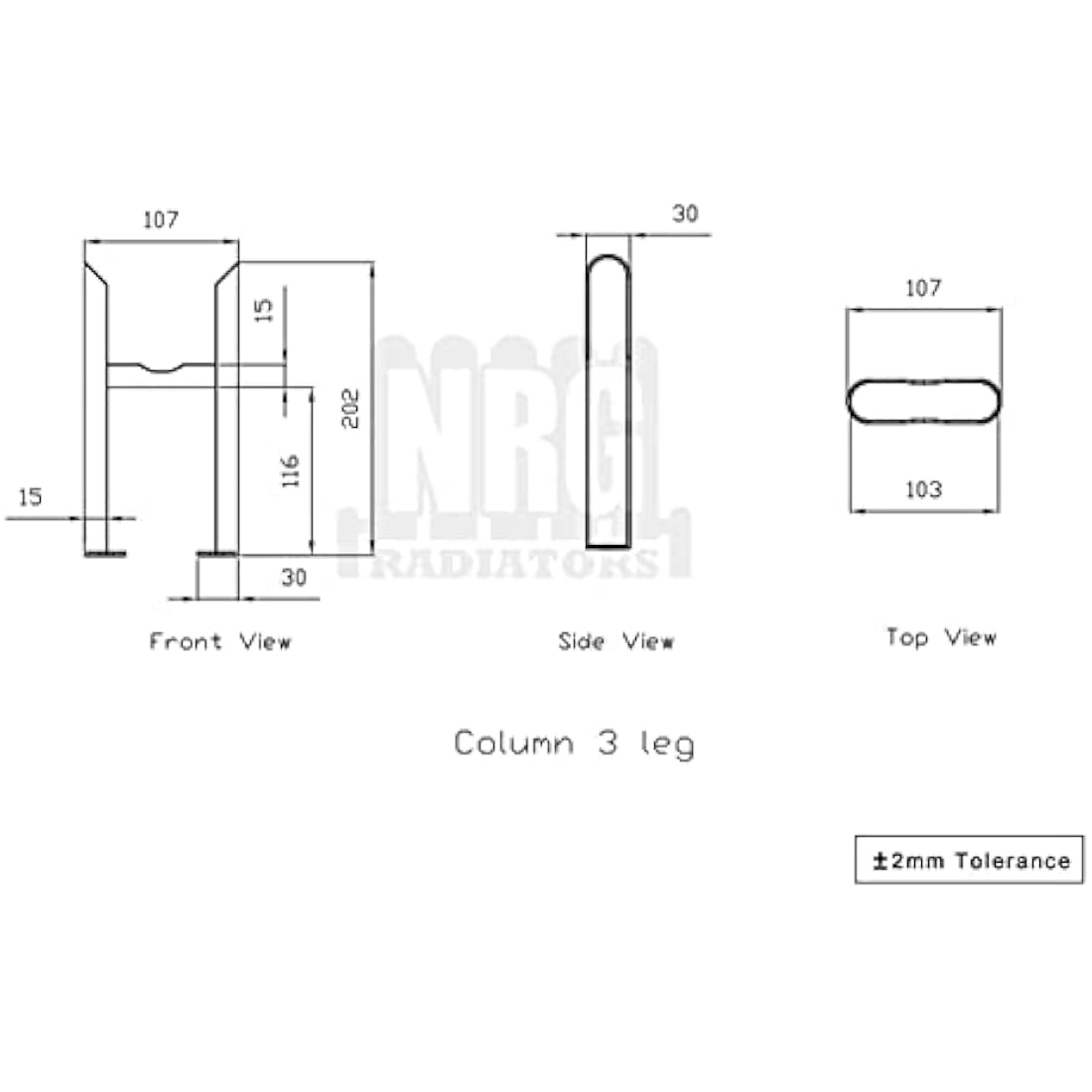 NRG Anthracite Floor Mounting Feet for 3 Column Radiators | 2 Pack